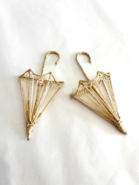 Vintage Other - Vintage SET OF TWO boho wicker umbrellas wall pockets boho wall decor art vases
